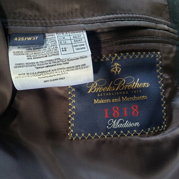 Brooks Brothers 1818 Madison Gray Herringbone Wool Suit Saxxon 42S / W37 - Picture 3 of 14